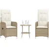 Image de vidaXL Vidaxl Chaises Inclinables De Jardin Lot De 2 Avec Table Beige Rotin