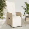 Image de vidaXL Vidaxl Chaise Inclinable De Jardin Avec Coussins Beige Résine Tressée