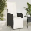 Image de vidaXL Chaises inclinables de jardin lot de 2 et coussins noir rotin365700