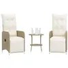 Image de vidaXL Chaises inclinables de jardin lot de 2 avec table beige rotin365708