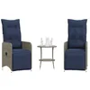 Image de vidaXL Vidaxl Lot De 2 Chaises De Jardin Inclinables Avec Table En Résine Tressée Grise