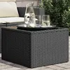 Image de vidaXL Table de jardin dessus en verre noir 55x55x37 cm résine tressée365969