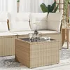 Image de vidaXL Table de jardin dessus en verre beige 55x55x37cm résine tressée366058