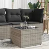 Image de Vidaxl Table De Jardin Dessus En Verre Gris 55x55x37 Cm RÃ©sine TressÃ©e