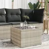 Image de vidaXL Table de jardin avec dessus en verre gris clair résine tressée366182