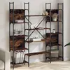 Image de vidaXL Bibliothèque chêne fumé 155,5x24x166,5 cm bois d'ingénierie838860