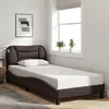 Image de vidaXL Cadre de lit avec tête de lit Marron foncé 80x200 cm Tissu