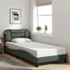 Image de vidaXL Cadre de lit avec tête de lit Gris foncé 90x190 cm Tissu