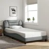 Image de vidaXL Cadre de lit avec tête de lit Gris clair 100x200 cm Tissu
