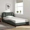 Image de vidaXL Cadre de lit avec tête de lit Gris foncé 100x200 cm Tissu