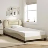 Image de vidaXL Cadre de lit avec tête de lit Crème 100x200 cm Tissu