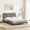 Image de vidaXL Cadre de lit avec tête de lit Taupe 140x190 cm Tissu