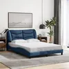 Image de vidaXL Cadre de lit avec tête de lit Bleu 140x190 cm Tissu