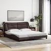 Image de vidaXL Cadre de lit avec tête de lit Marron foncé 180x200 cm Tissu
