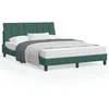 Image de vidaXL Cadre de lit avec tête de lit Vert foncé 140x190 cm Velours