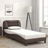 Image de vidaXL Cadre de lit avec tête de lit Marron 90x200 cm Similicuir