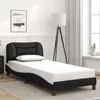 Image de vidaXL Cadre de lit avec tête de lit noir et blanc 90x200cm similicuir