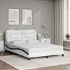 Image de vidaXL Cadre de lit et tête de lit blanc et noir 140x190 cm similicuir