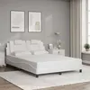Image de vidaXL Cadre de lit avec tête de lit Blanc 120x200 cm Similicuir