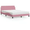 Image de vidaXL Lit avec matelas rose 140x190 cm velours