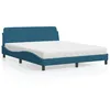 Image de vidaXL Lit avec matelas bleu 160x200 cm velours