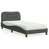 Image de vidaXL Lit avec matelas gris foncÃ© 90x190 cm tissu