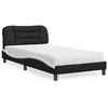Image de vidaXL Lit avec matelas noir et blanc 100x200 cm similicuir