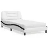 Image de vidaXL Lit avec matelas blanc et noir 100x200 cm similicuir