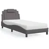 Image de vidaXL Lit avec matelas gris 90x200 cm similicuir