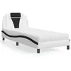 Image de vidaXL Lit avec matelas blanc et noir 90x200 cm similicuir