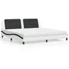 Image de vidaXL Lit avec matelas blanc et noir 200x200 cm similicuir