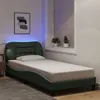 Image de vidaXL Cadre de lit avec lumières LED gris foncé 90x190 cm tissu