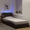 Image de vidaXL Cadre de lit avec lumières LED marron foncé 90x200 cm tissu