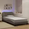 Image de vidaXL Cadre de lit avec lumières LED taupe 100x200 cm tissu