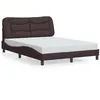 Image de vidaXL Cadre de lit avec lumières LED marron foncé 140x190 cm tissu