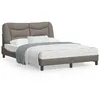 Image de vidaXL Cadre de lit avec lumiÃ¨res LED taupe 140x190 cm tissu