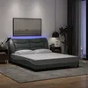 Image de vidaXL Cadre de lit avec lumières LED gris clair 160x200 cm tissu