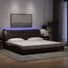 Image de vidaXL Cadre de lit avec lumières LED marron foncé 200x200 cm tissu