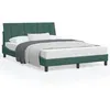 Image de vidaXL Cadre de lit avec lumières LED vert foncé 140x190 cm velours