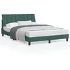 Image de vidaXL Cadre de lit avec lumiÃ¨res LED vert foncÃ© 140x190 cm velours