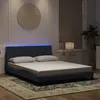 Image de vidaXL Cadre de lit avec LED sans matelas gris foncé 160x200cm velours