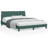 Image de vidaXL Cadre de lit avec lumiÃ¨res LED vert foncÃ© 160x200 cm velours