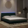 Image de vidaXL Cadre de lit avec lumières LED vert foncé 180x200 cm velours