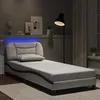 Image de vidaXL Cadre de lit avec lumières LED blanc noir 90x190 cm similicuir
