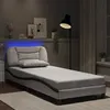 Image de vidaXL Cadre de lit avec lumières LED blanc noir 90x200 cm similicuir