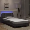 Image de vidaXL Cadre de lit avec lumières LED gris 100x200 cm similicuir