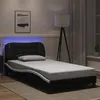 Image de vidaXL Cadre de lit avec lumières LED noir blanc 100x200 cm similicuir