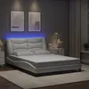 Image de vidaXL Cadre de lit avec lumières LED blanc 140x190 cm similicuir