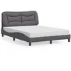 Image de vidaXL Cadre de lit avec lumières LED gris 140x190 cm similicuir