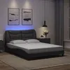 Image de vidaXL Cadre de lit avec lumières LED gris 140x200 cm similicuir